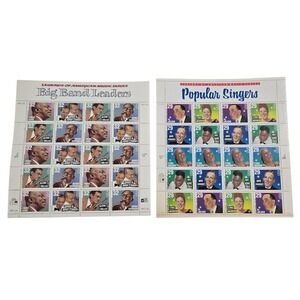 Vintage 1994 1996 USPS Music Legends Stamp Panes Big Band Popular Singers Lot